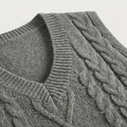 Rivaclo | Femme Gilet en Maille Torsadée Sans Manches | Style Col V