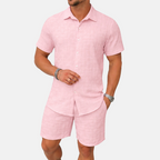 Rivaclo | Men's open collar shirt and shorts set – loose fit