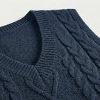 Rivaclo | Femme Gilet en Maille Torsadée Sans Manches | Style Col V