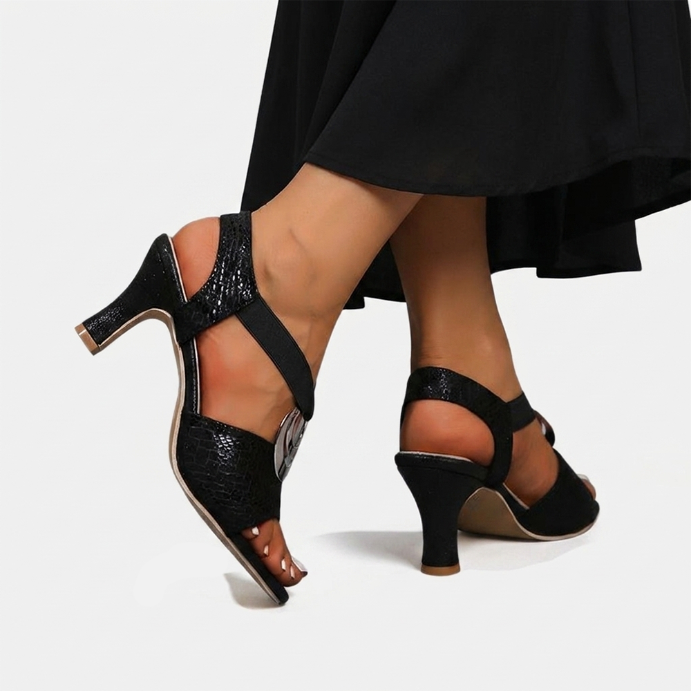 Rivaclo | Women's High Heeled Sandals – Metallic Buckle Detail