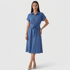 Rivaclo | Femme Robe Chemise Boutonnée Col Classique – Style Midi