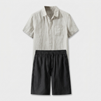 Rivaclo | Men's Short Sleeve Shirt and Shorts Set – Summer White Black