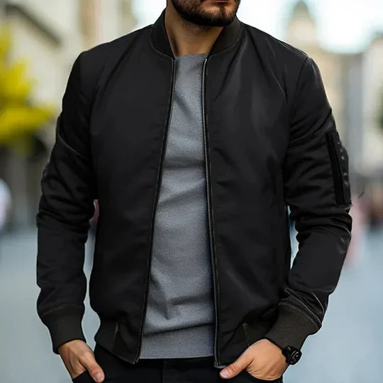 Veste bomber homme zippée coupe structurée — Bleu
