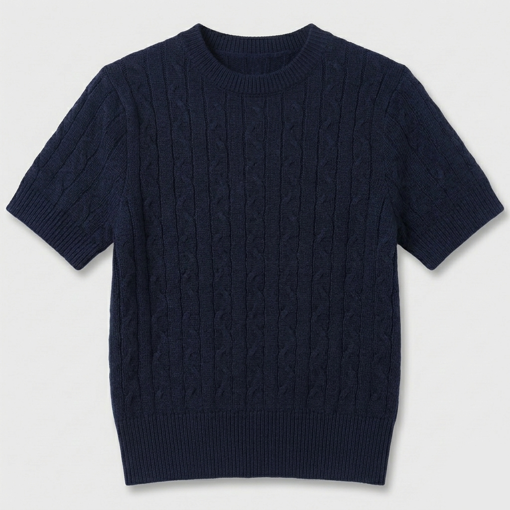 Rivaclo | Femme top maille coupe slim – manches courtes design câblé