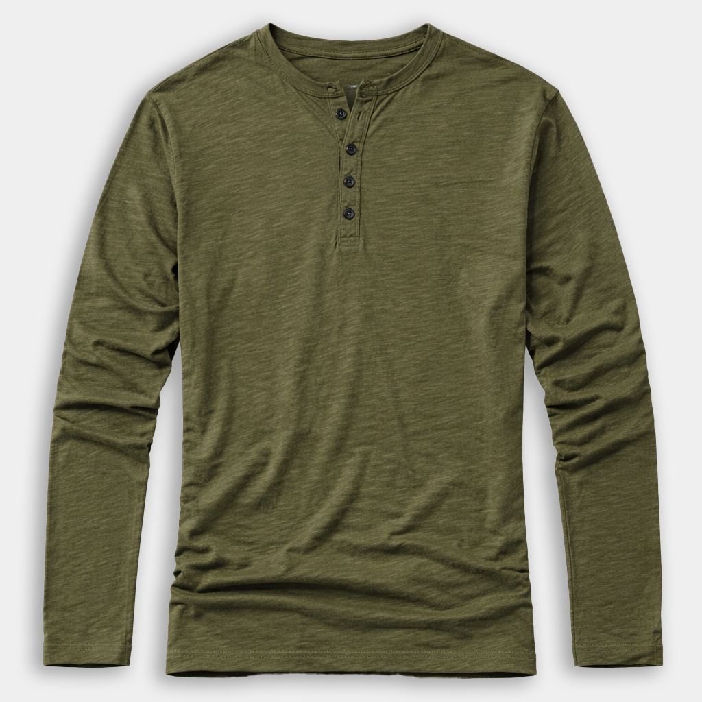 Rivaclo | Men's Long Sleeve T-Shirt – Buttoned Collar Slim Fit