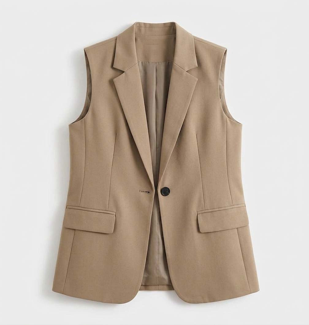Rivaclo | Women's Fitted Blazer Vest – Sleeveless with Notched Collar