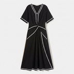 Rivaclo | Femme Robe Rayée Manches Courtes – Maxi