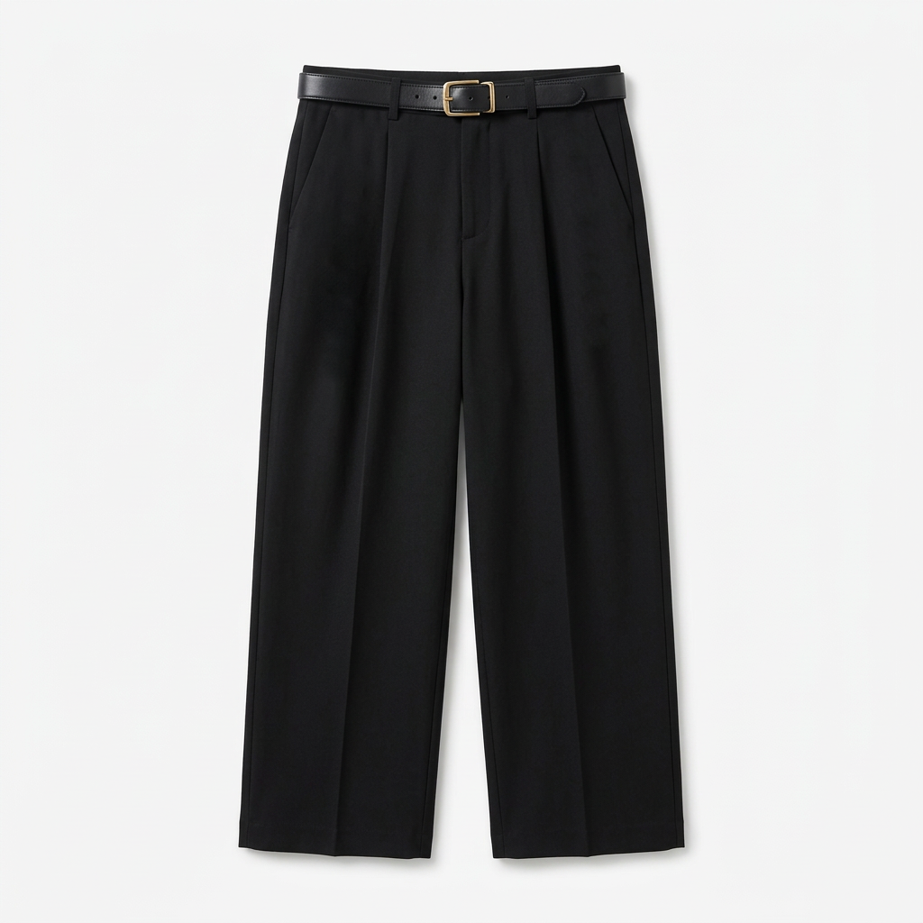 Rivaclo | Homme Pantalon Plissé à Jambe Droite | Coupe Ajustée