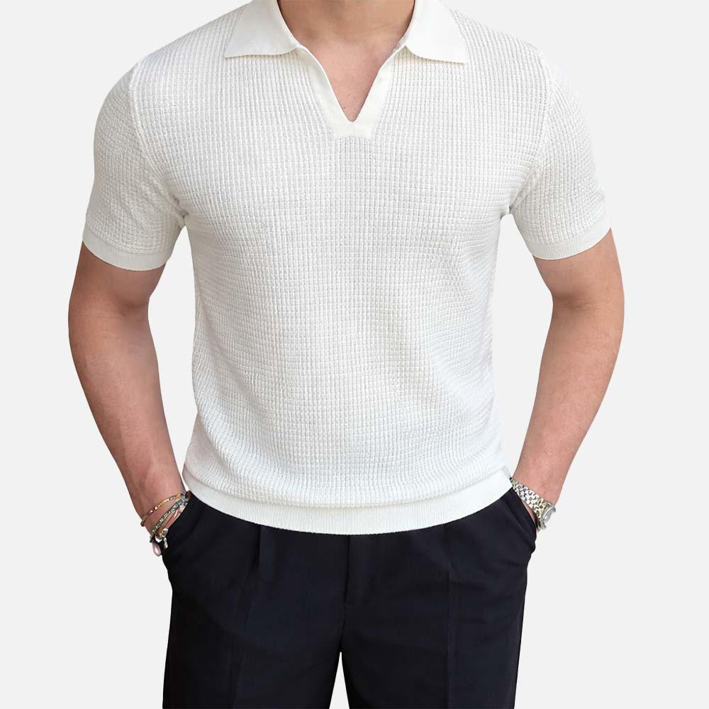 Rivaclo | Men's Textured Polo – Short Sleeves Slim Fit