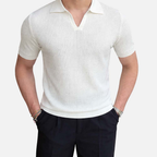 Rivaclo | Men's Textured Polo – Short Sleeves Slim Fit
