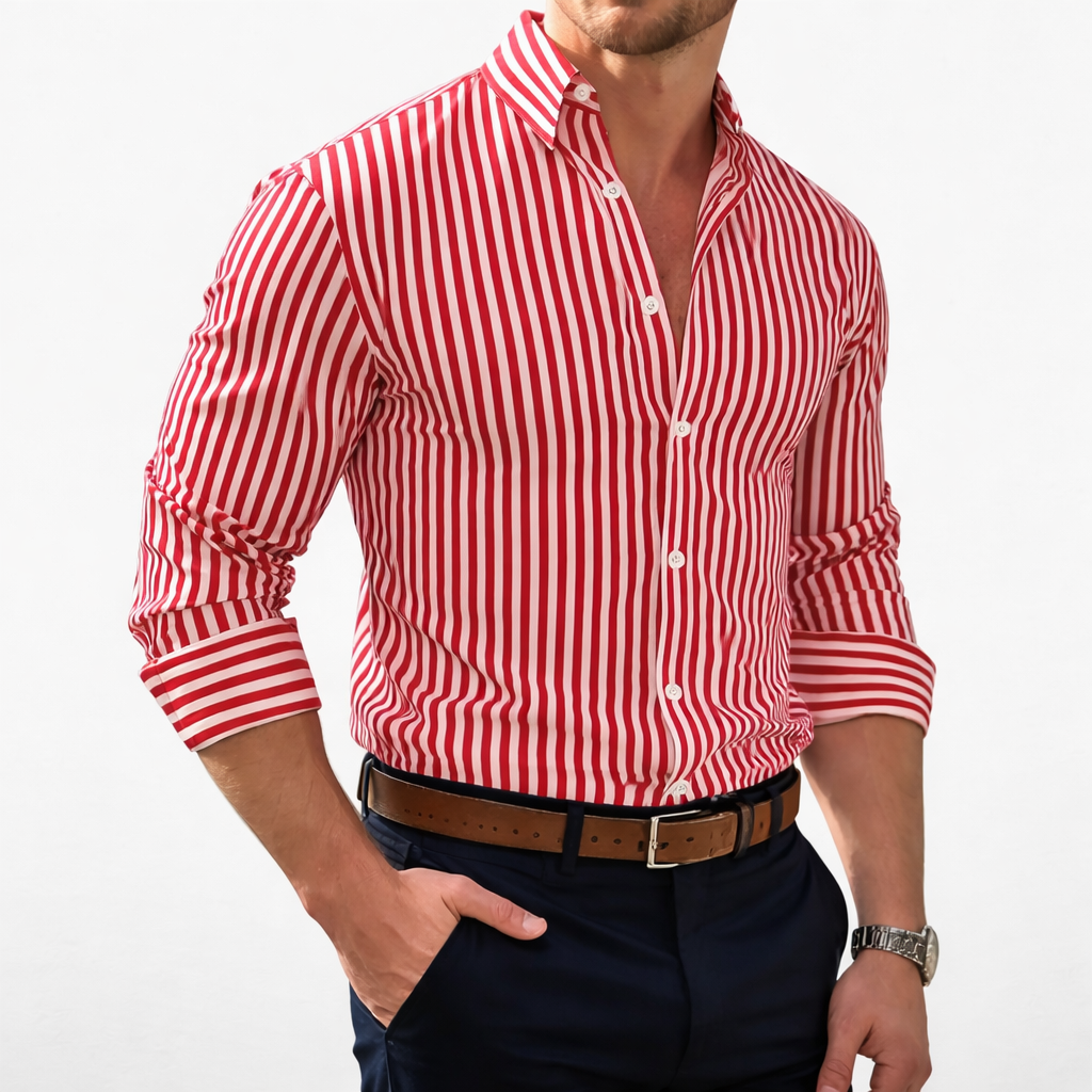 Rivaclo | Homme chemise rayée coupe ajustée – manches longues