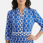 Rivaclo | Women's Geometric Printed Round Neck Dress – Fluid Maxi