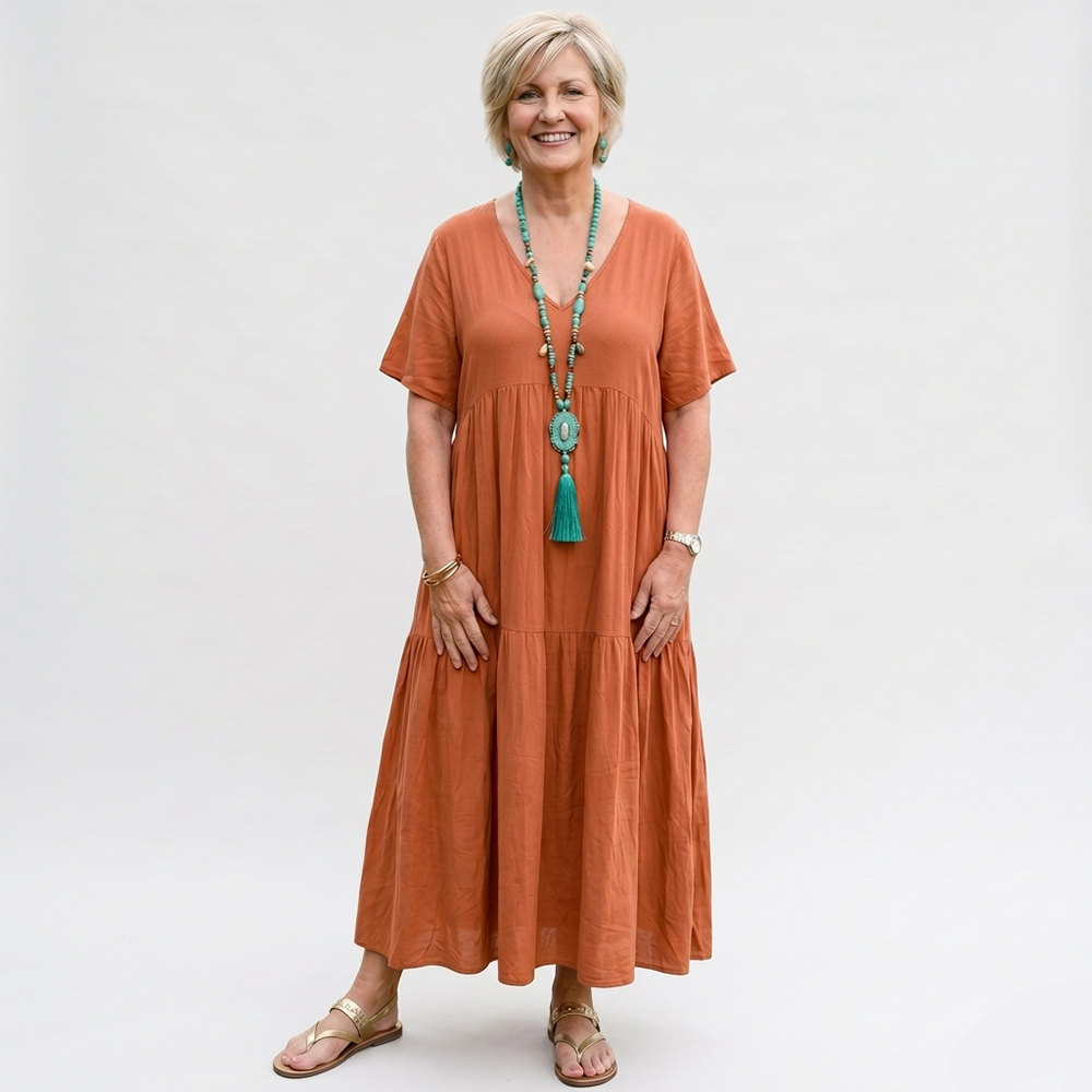Rivaclo | Women's Asymmetrical V-Neck Dress – Fluid Loose Shape