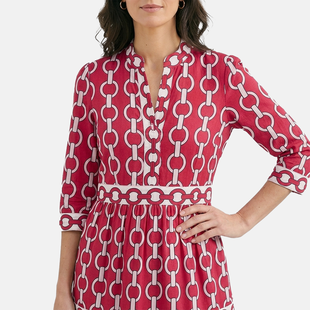 Rivaclo | Women's Geometric Printed Round Neck Dress – Fluid Maxi