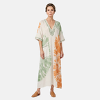 Rivaclo | Women's Printed V-Neck Dress – 3/4 Sleeves