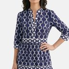 Rivaclo | Women's Geometric Printed Round Neck Dress – Fluid Maxi