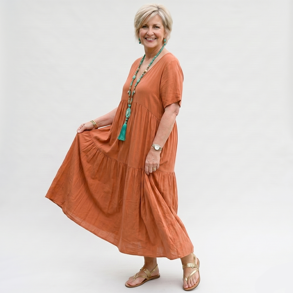 Rivaclo | Women's Asymmetrical V-Neck Dress – Fluid Loose Shape