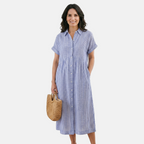 Rivaclo | Women's Striped Loose Fit Dress with Short Sleeves – Casual Shape