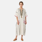 Rivaclo | Women's Printed V-Neck Dress – 3/4 Sleeves