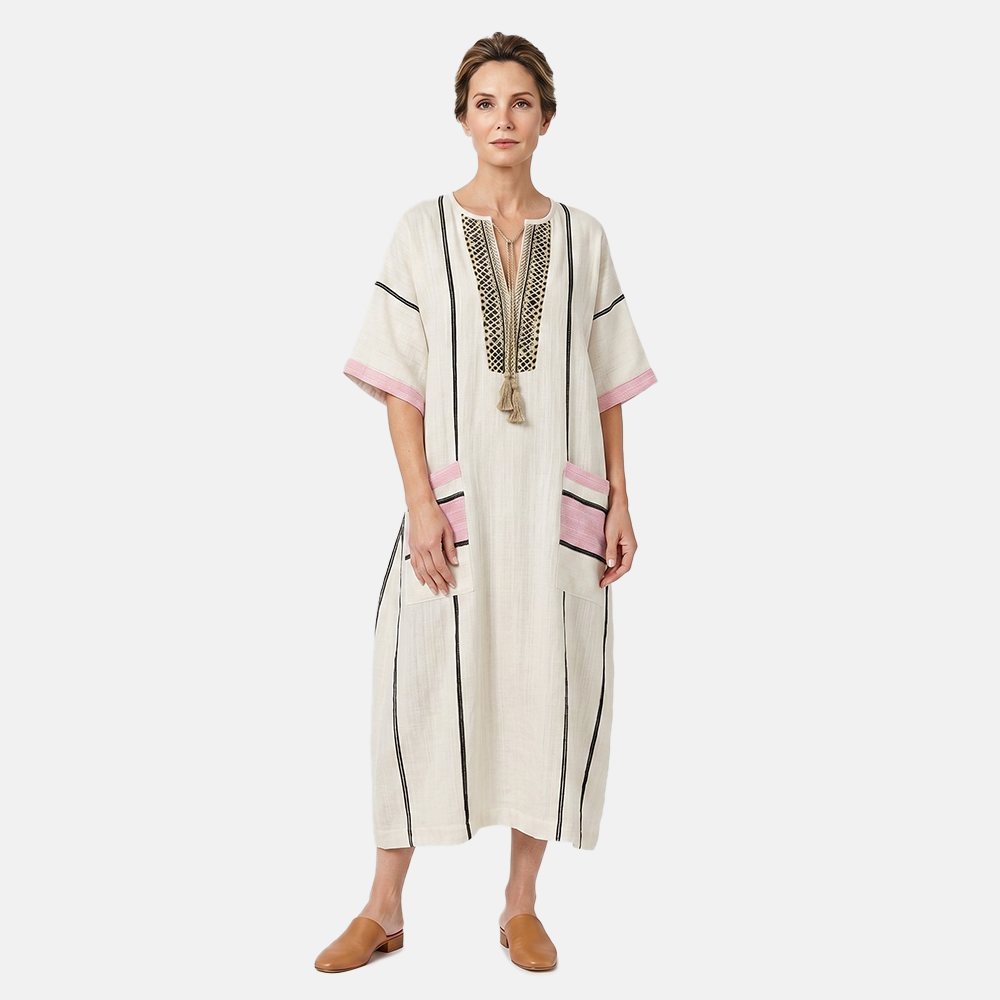 Rivaclo | Women's Printed V-Neck Dress – 3/4 Sleeves