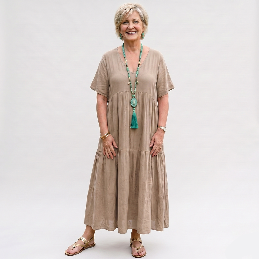 Rivaclo | Women's Asymmetrical V-Neck Dress – Fluid Loose Shape