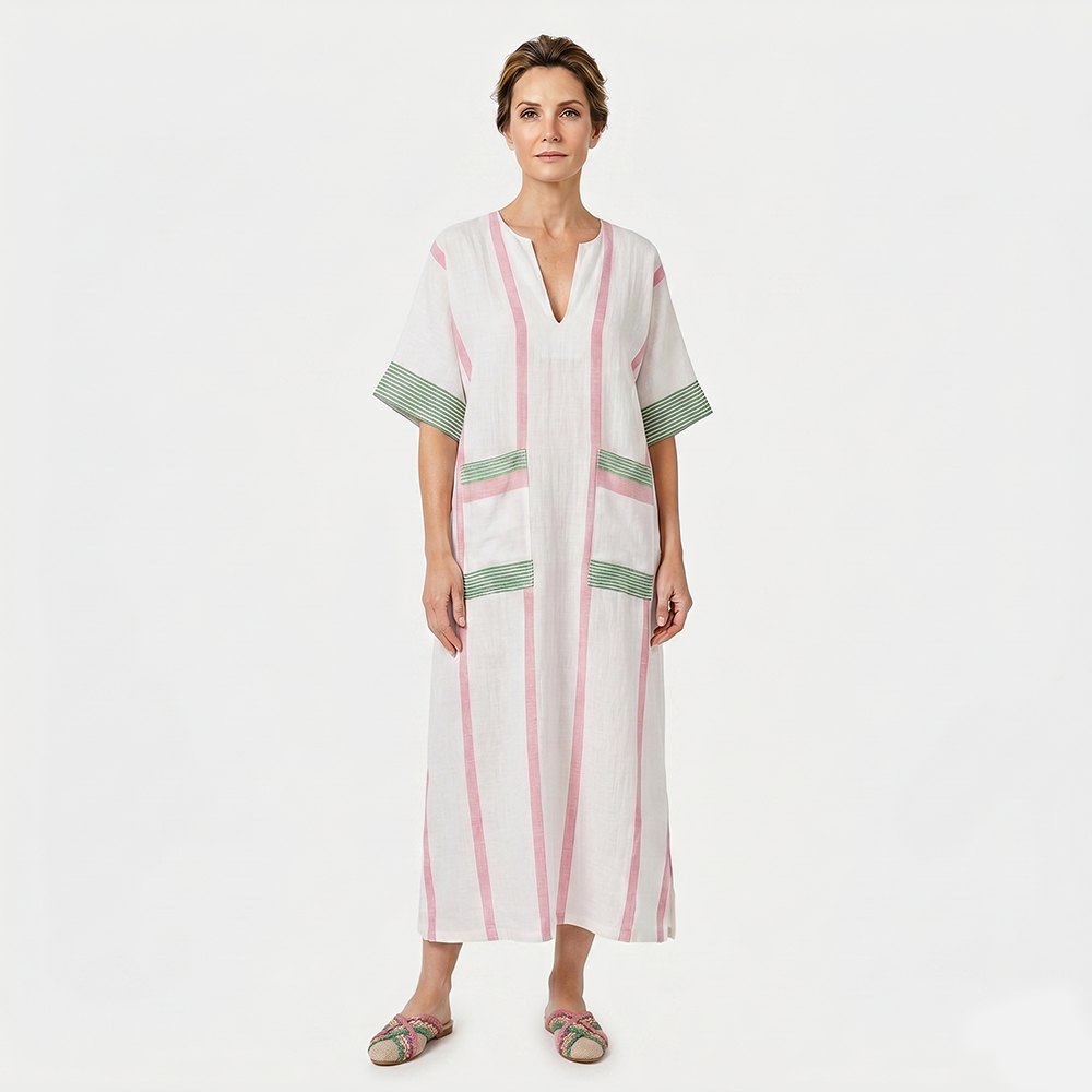 Rivaclo | Women's Printed V-Neck Dress – 3/4 Sleeves