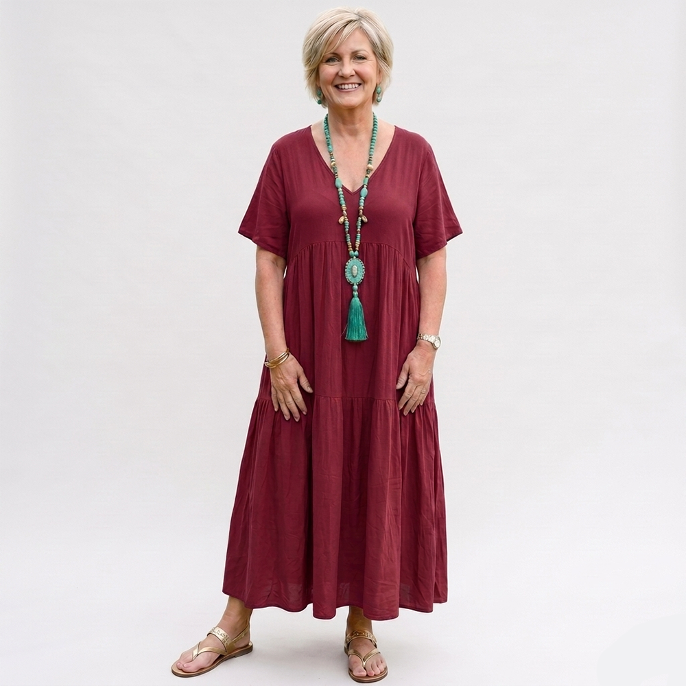 Rivaclo | Women's Asymmetrical V-Neck Dress – Fluid Loose Shape