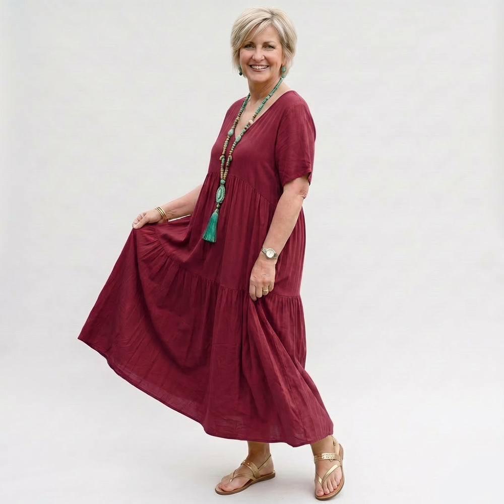 Rivaclo | Women's Asymmetrical V-Neck Dress – Fluid Loose Shape