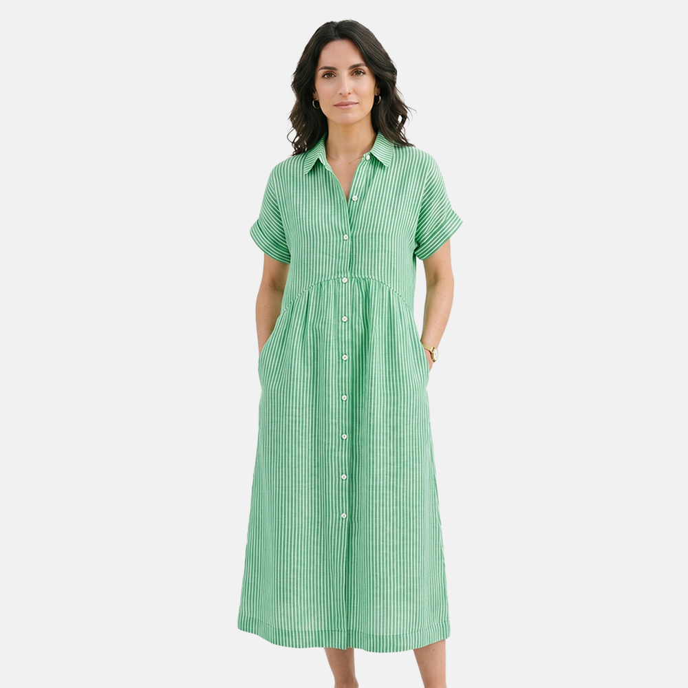 Rivaclo | Women's Striped Loose Fit Dress with Short Sleeves – Casual Shape
