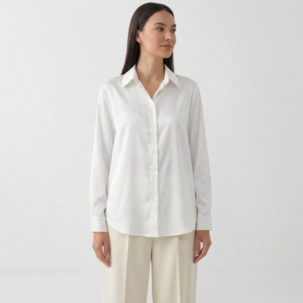 Rivaclo | Femme Chemise à Manches Longues à Col | Coupe Classique