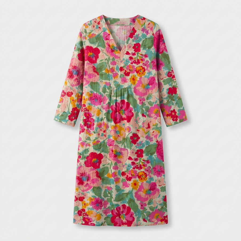 Femme Robe Maxi Rayée à Col V à Manches Longues | Style Décontracté