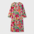 Femme Robe Maxi Rayée à Col V à Manches Longues | Style Décontracté