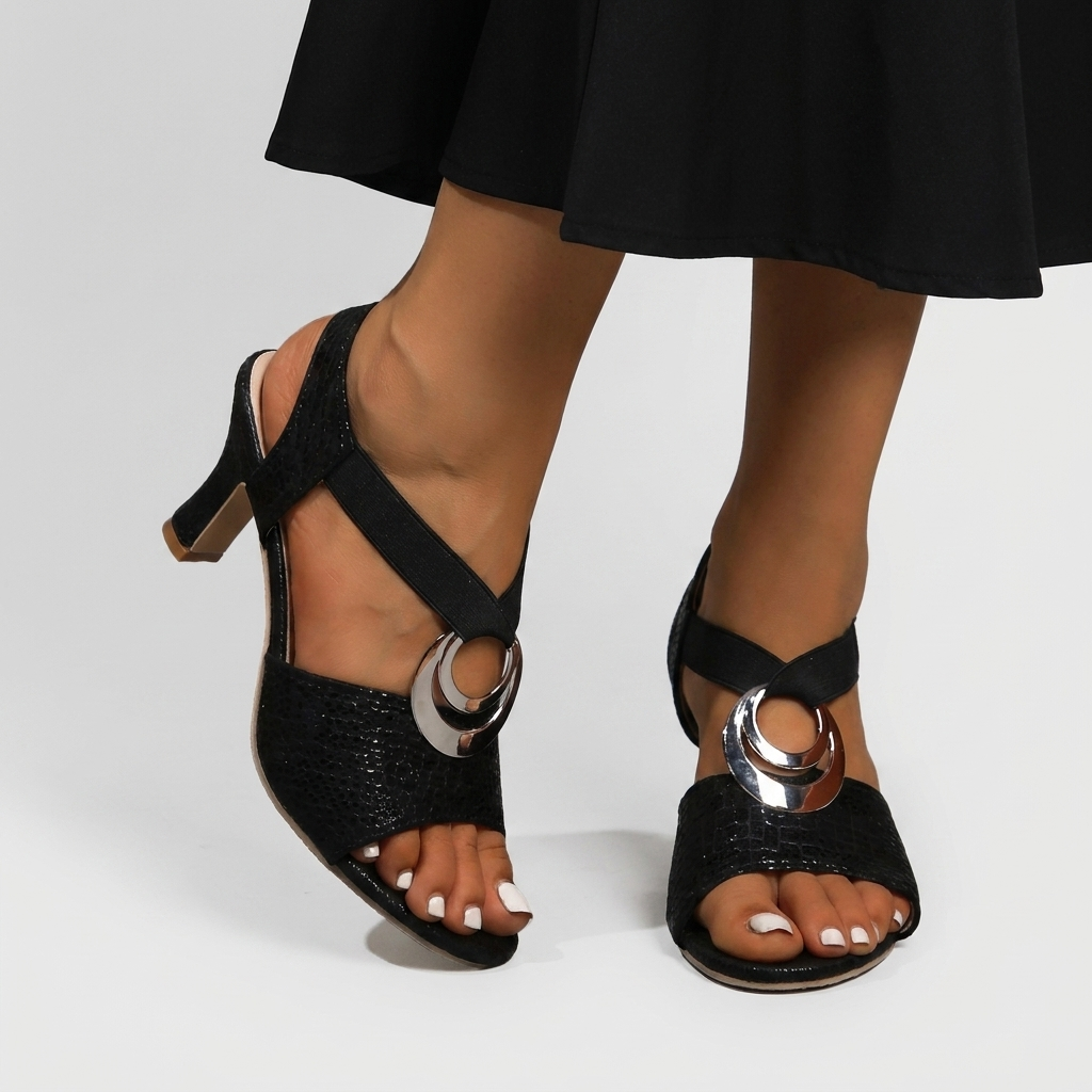 Rivaclo | Women's High Heeled Sandals – Metallic Buckle Detail