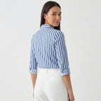 Rivaclo | Femme Chemise Rayée à Manches Longues à Col | Boutonnée Classique
