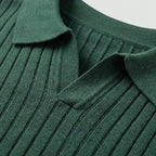 Rivaclo | Homme Polo en Maille Côtelée à Manches Longues | Coupe Ajustée