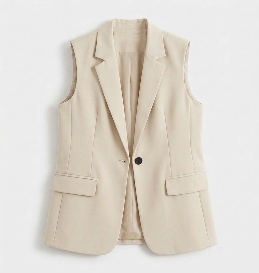 Rivaclo | Women's Fitted Blazer Vest – Sleeveless with Notched Collar
