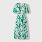 Rivaclo | Women's Floral Midi Dress – Puff Sleeves
