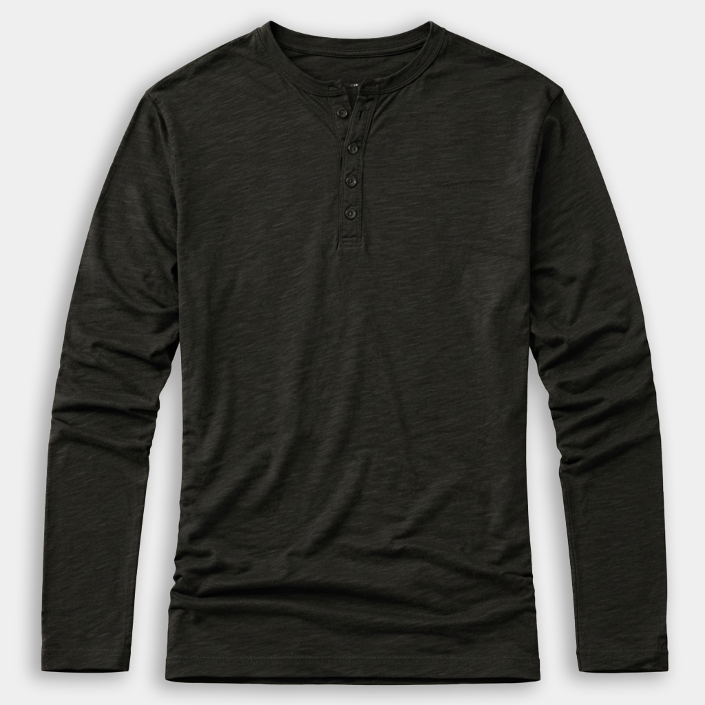 Rivaclo | Men's Long Sleeve T-Shirt – Buttoned Collar Slim Fit