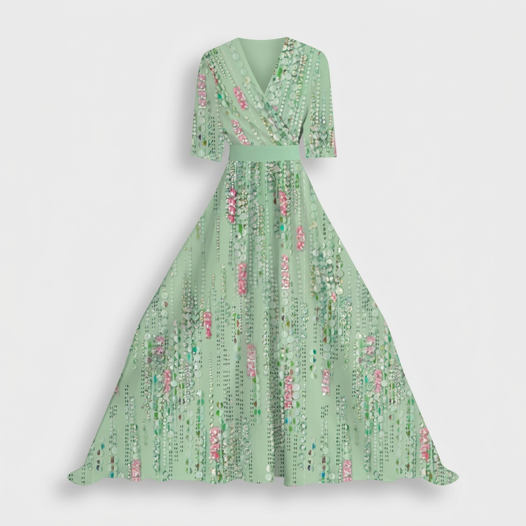 Rivaclo | Femme Robe Maxi à Col V – Imprimée