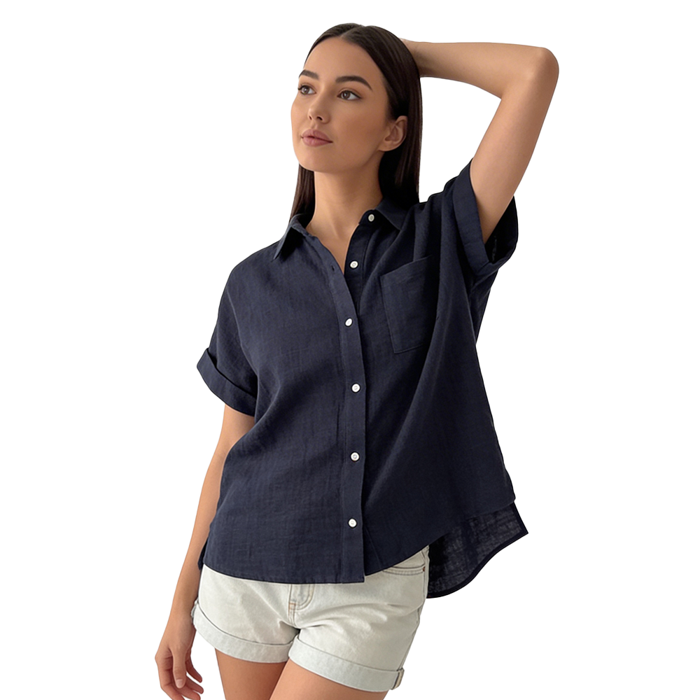 Rivaclo | Women's Button-Up Shirt – Short Sleeves with Classic Collar