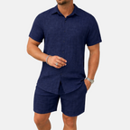 Rivaclo | Men's open collar shirt and shorts set – loose fit