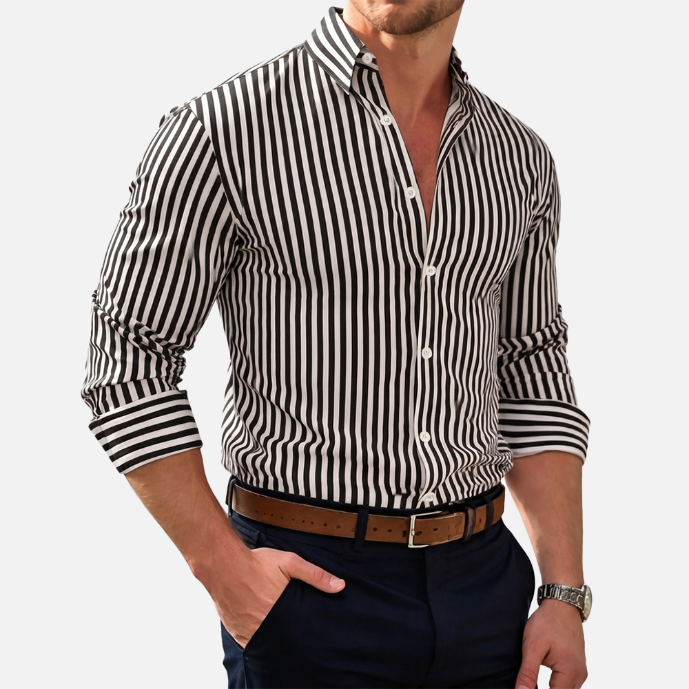 Rivaclo | Men's Fitted Striped Shirt – Long Sleeves