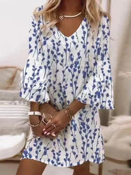 Nathalie | Robe Courte à Manches Évasées