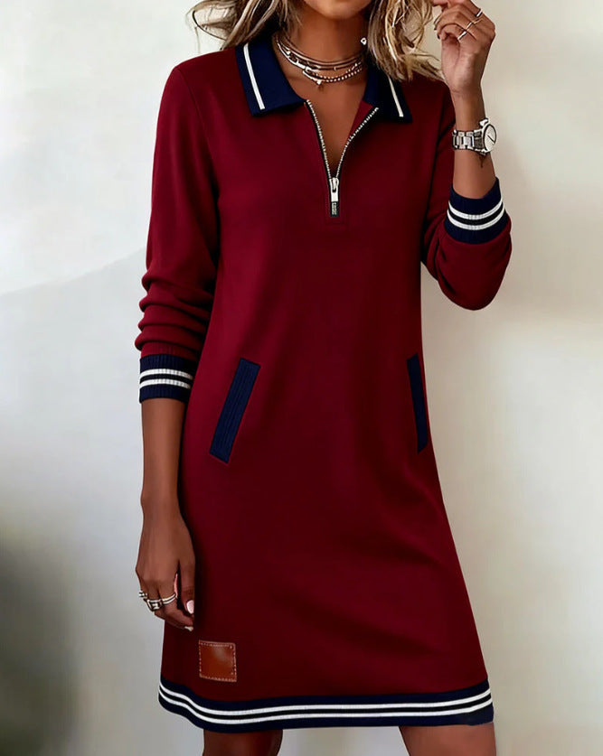 Rivaclo | Femme Robe Chemise à Manches Longues – Zippée