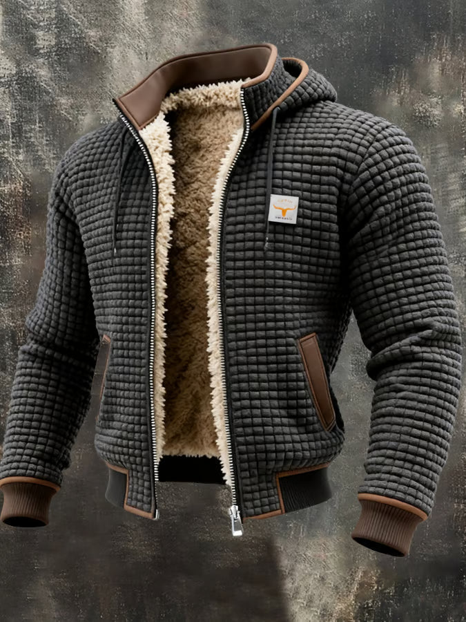 Veste homme outdoor capuche doublée zippée chaude — Gris