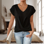 Roxane | T-Shirt Col V Drapé