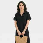 Rivaclo | Women's Striped Loose Fit Dress with Short Sleeves – Casual Shape