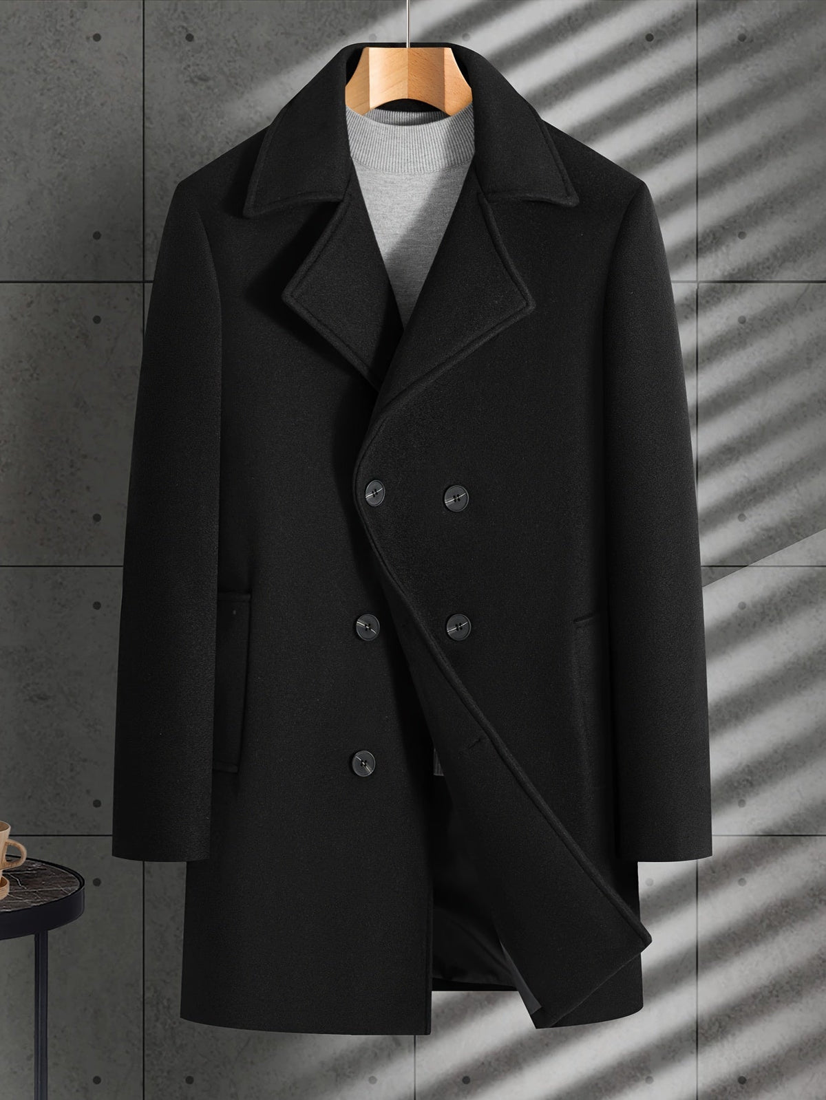 Manteau midi homme mi-saison col à revers