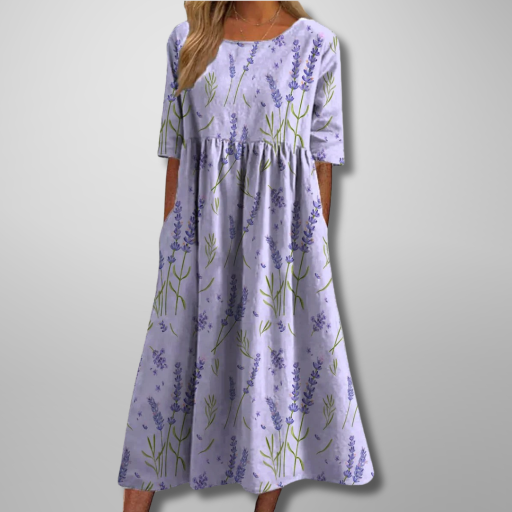 Solène | Robe Midi Fleurie Décontractée