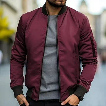 Veste bomber homme zippée coupe structurée — Rouge